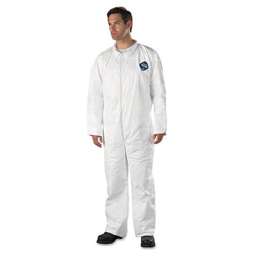 Cleaning & Janitorial Supplies | DuPont TY120SWH3X002500 Tyvek Coveralls, Open Wrist/Ankle, HD Polyethylene, White, 3X-Large, 25/Carton image number 0