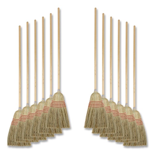 Brooms | Boardwalk BWK926YCT 56 in. Yucca/Corn Fiber Bristles Parlor Broom - Natural (12/Carton) image number 0