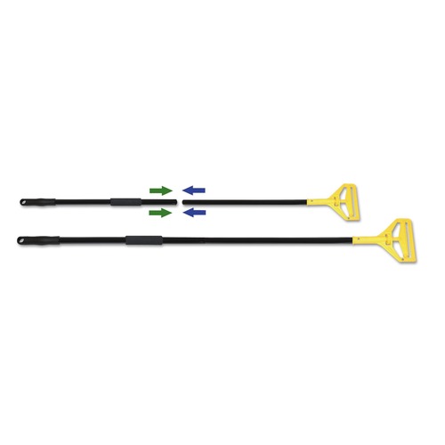 Mops | Boardwalk BWKFF620 62 in. Two-Piece Metal Handle with Plastic Quick Change Head - Black/Yellow (1/Carton) image number 0