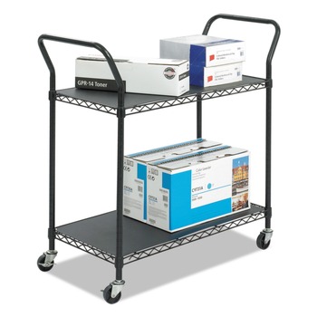 Safco 5337BL 43.75 in. x 19.25 in. x 40.5 in. 2 Shelves 400 lbs. Capacity Wire Metal Utility Cart - Black