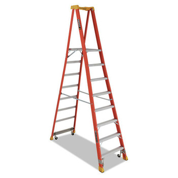 Louisville FXP1708XL4C FiberGlass Pro 300 lbs. Capacity 14 ft. Platform Ladder - Orange