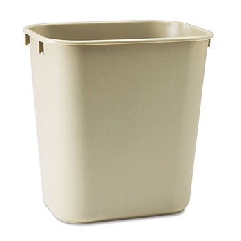Rubbermaid Commercial 3.5-Gallon Rectangular Deskside Wastebasket - Beige