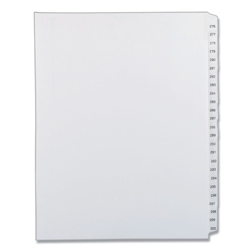 Customer Appreciation Sale - Save up to $60 off | Avery 82194 11 in. x 8.5 in. 25-Tab 276-300 Tab Titles Preprinted Legal Exhibit Side Tab Allstate Style Index Dividers - White (1-Set) image number 0