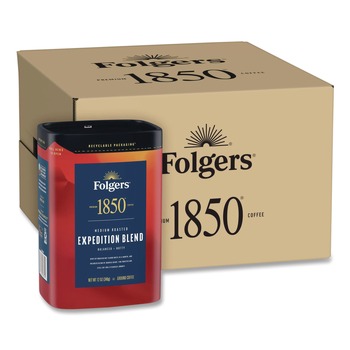 Folgers 2550093312 12 oz. Canister Ground Coffee - Expedition Blend (6/Carton)