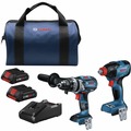 Combo Kits | Factory Reconditioned Bosch GXL18V-227B25-RT 18V Brushless Lithium-Ion 1/4 in. and 1/2 in. Cordless Bit/Socket Impact Driver/Wrench and Hammer Drill Driver Combo Kit with 2 Batteries (4 Ah) image number 0