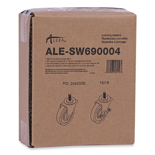 Office Desks & Workstations | Alera SW690004 Optional Casters for Wire Shelving - Gray/Black (4/Set) image number 0