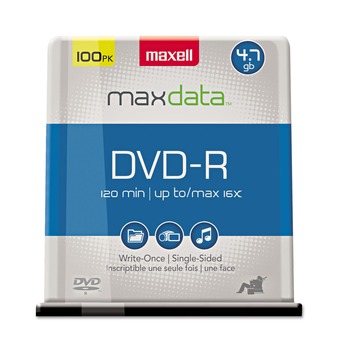 Maxell 638014 4.7 GB 16x Spindle DVD-R Recordable Disc - Gold (100/Pack)