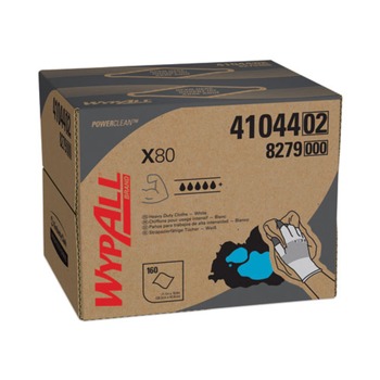 WypAll KCC 41044 12-1/2 in. x 16-4/5 in. X80 Cloths with Hydroknit Brag Box - White (160/Box)