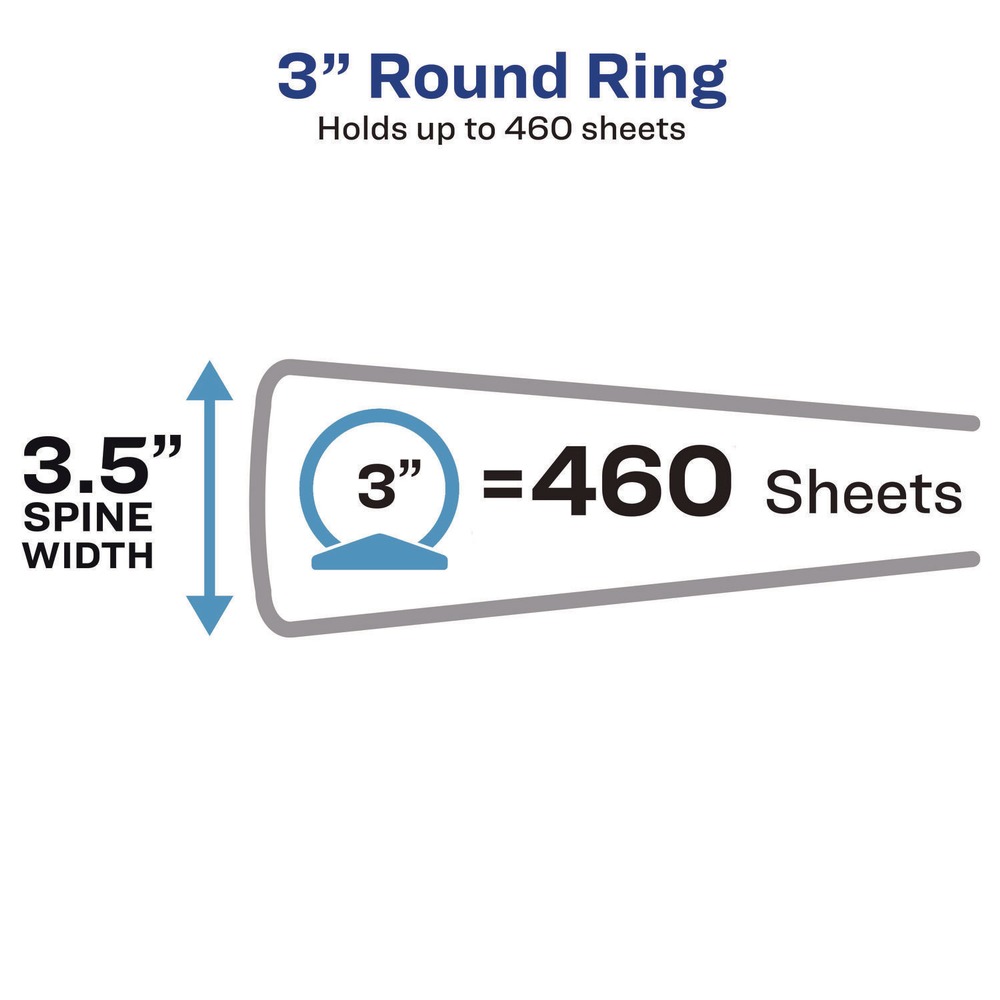 как выглядит Avery 5741 3 Round Rings 3" Capacity 11" x 8.5" Economy View Binder - White New фото