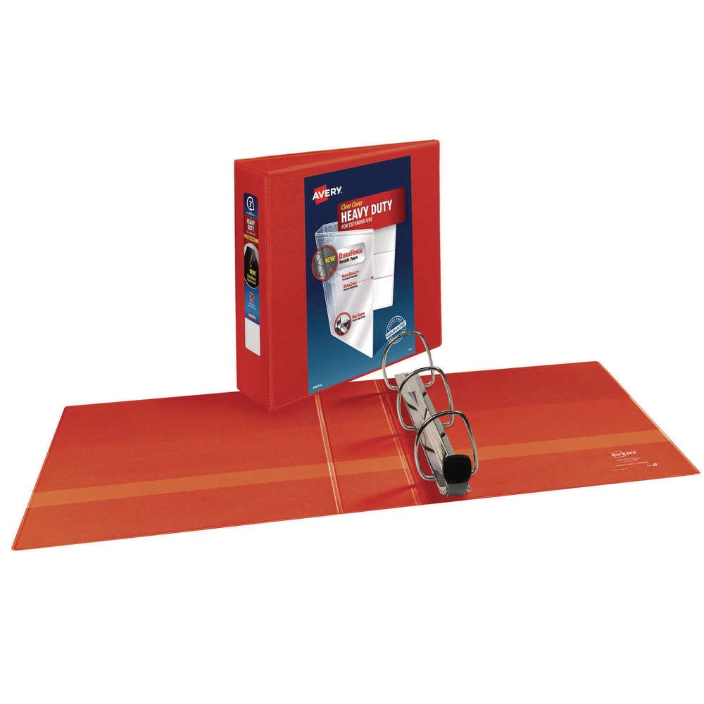 как выглядит Avery 79325 11" x 8.5" 3" Cap 3 Rings Heavy-Duty View Binder - Red New фото