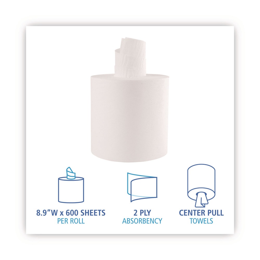 Boardwalk 410321 7.6" x 8.9" 2 Ply Center-Pull Roll Towels - WHT (6/CT) New - Picture 6 of 6