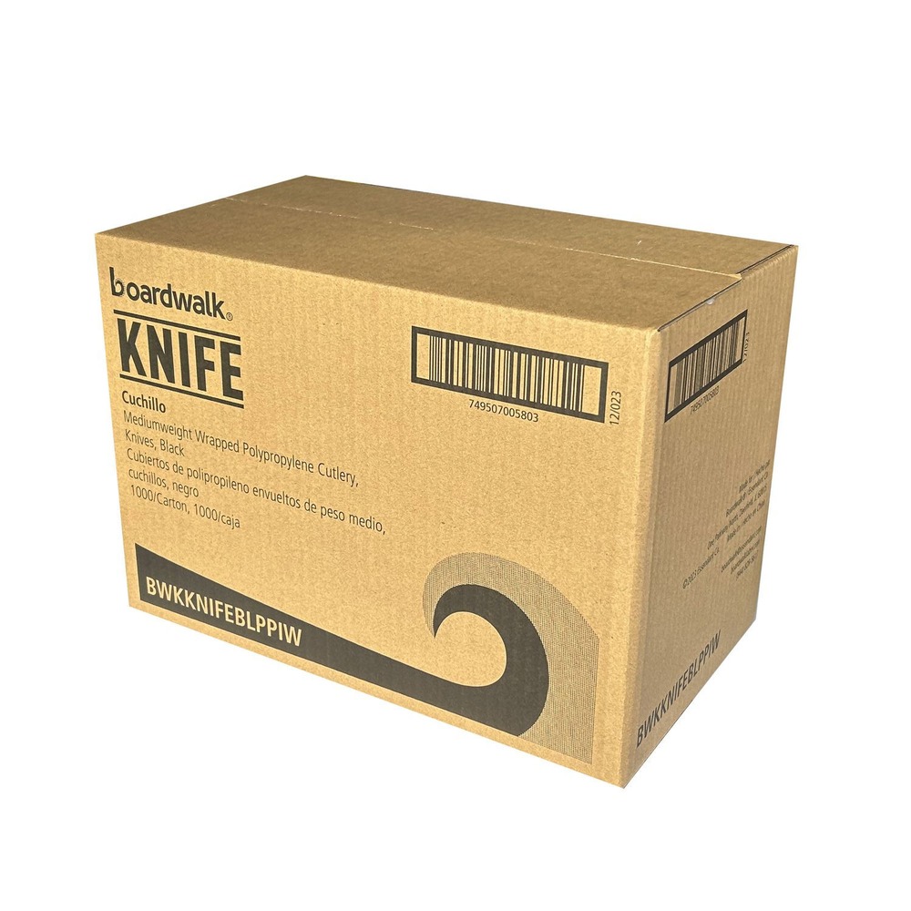 Boardwalk KNIFEBLPPIW Wrapped Plastic Knife Cutlery - Black (1000/CT) New - Bild 3 von 5