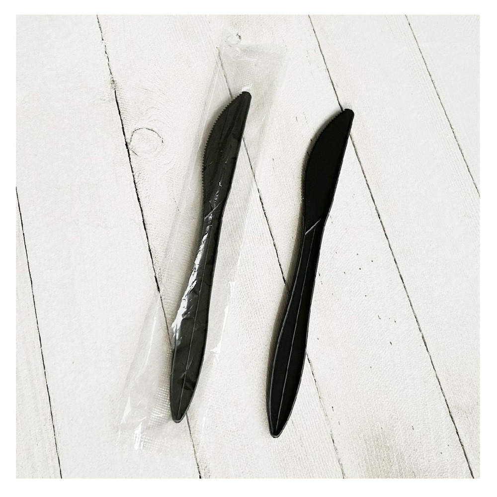 Boardwalk KNIFEBLPPIW Wrapped Plastic Knife Cutlery - Black (1000/CT) New - Bild 4 von 5