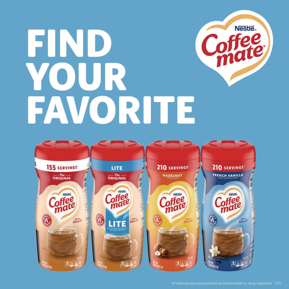 Coffee-Mate 35775CT 15 Unzen Milchkännchen in Pulverform - Französische Vanille (12/Karton) Neu - Bild 8 von 10