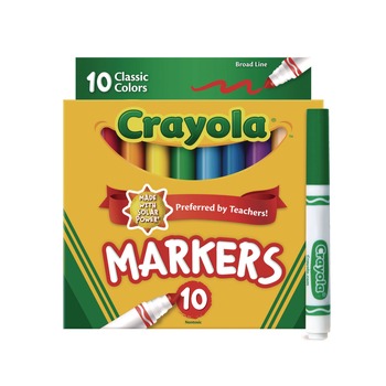 Crayola 587722 Broad Bullet Tip Non-Washable Marker Assorted (10