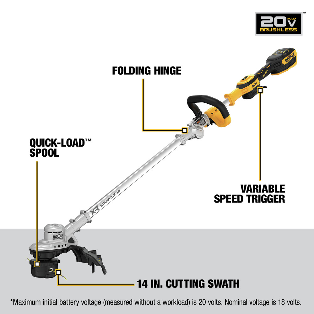 DEWALT DCST922B 20V MAX LiIon 14 in. String Trimmer (Tool Only) (5 Ah