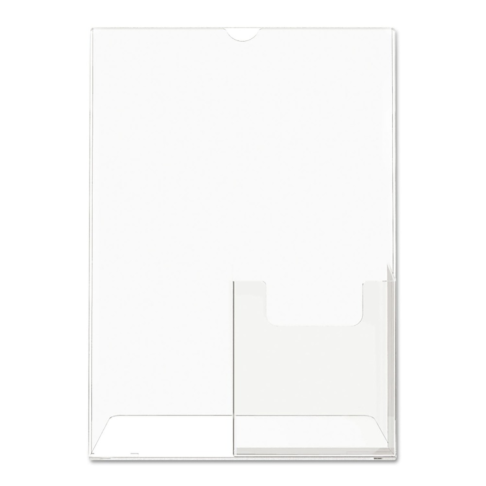 deflecto 590501 9 x 4.5 x 10.75 Slanted Sign Holder w/Front Pocket - Clear New - Picture 2 of 8