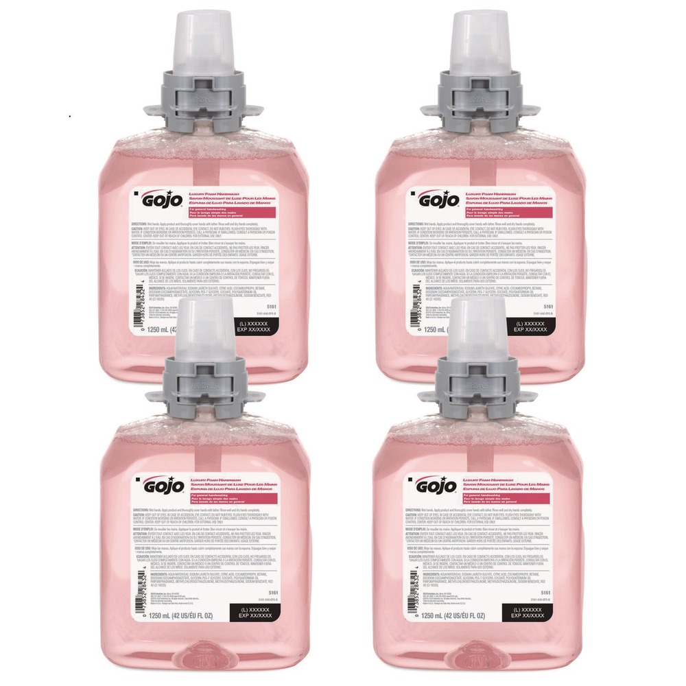 GOJO 516104CT 1250 mL Luxury Foam Handwash - Refreshing Cranberry (4/CT) New