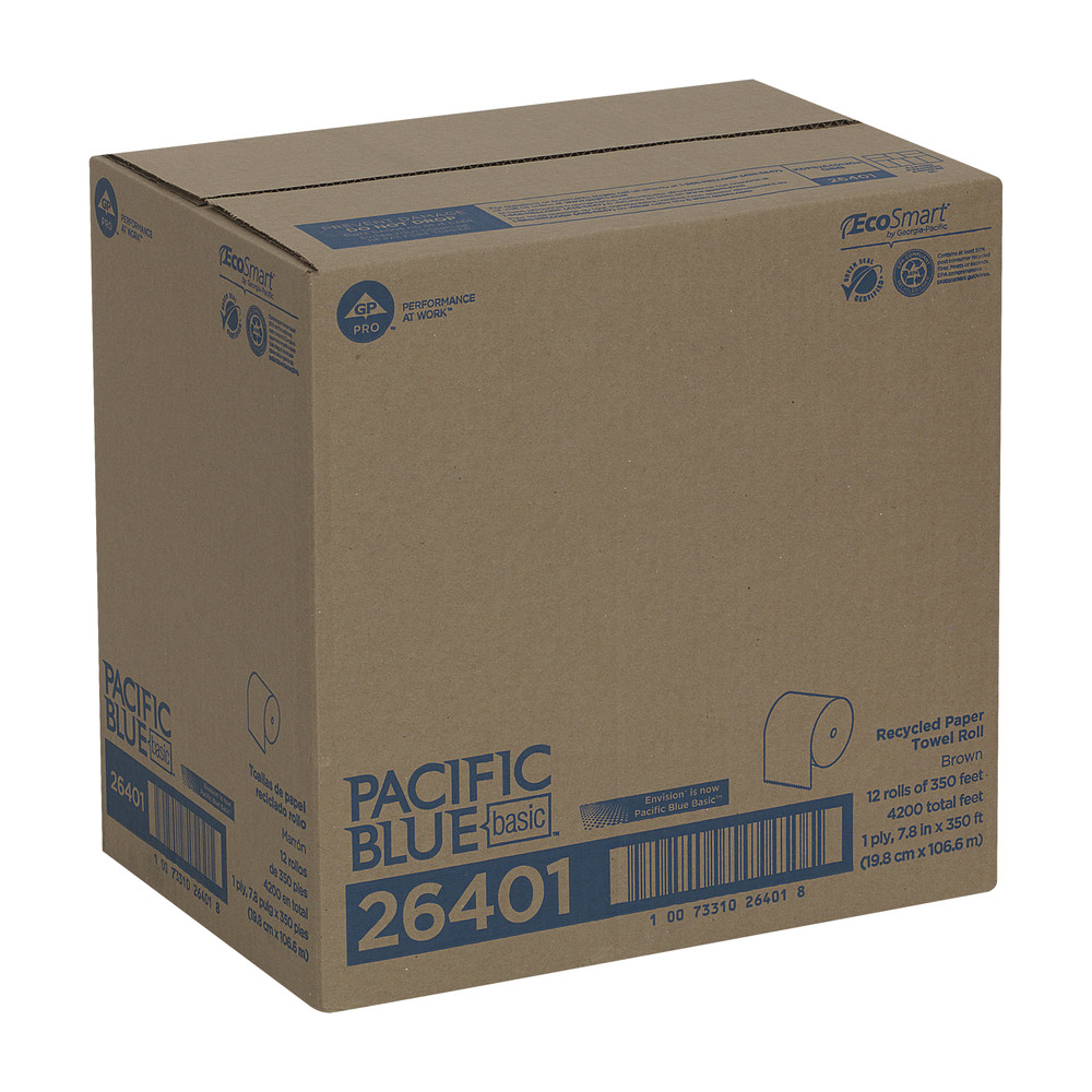 Georgia-Pacific by GP PRO previously branded Envision 350 Linear Feet Per Roll Brown Pacific Blue Basic 2 Core Roll Recycled Paper Towels 12 Rolls Per Case 26008 