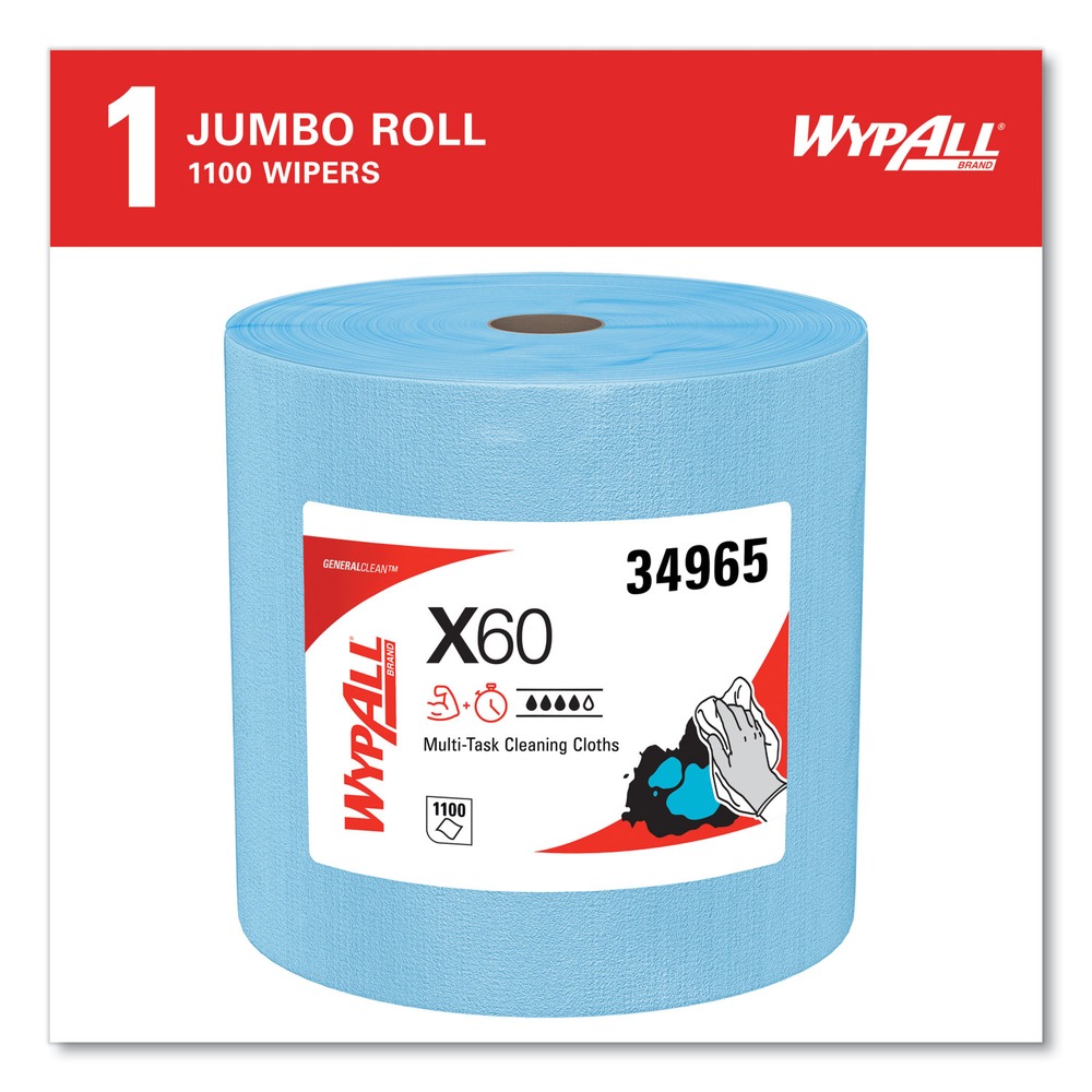 WypAll X60 Cloths - Blue, Jumbo (1100/Roll)