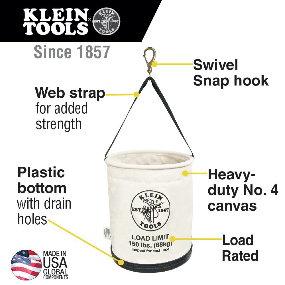 Klein Tools All Purpose Linemans Canvas Work Bucket Tool Transfer