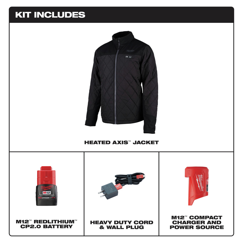 Milwaukee 203B21M M12 Heated AXIS Jacket Kit (Medium/Black) New