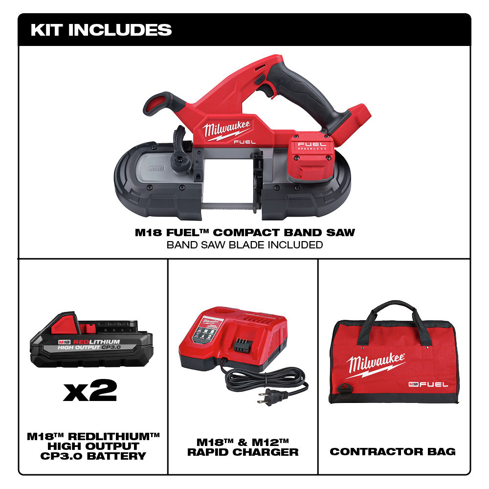 Milwaukee 2829-22 M18 FUEL Li-Ion Compact 3-1/4 in. Band Saw Kit (3 Ah