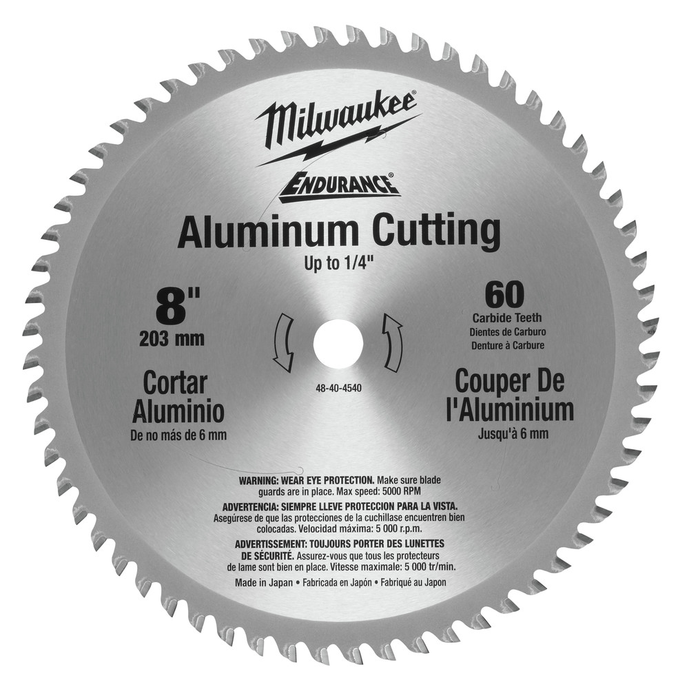 Milwaukee 8" Aluminum Circular Saw Blade (60 Tooth) 48-40-4540 New | eBay