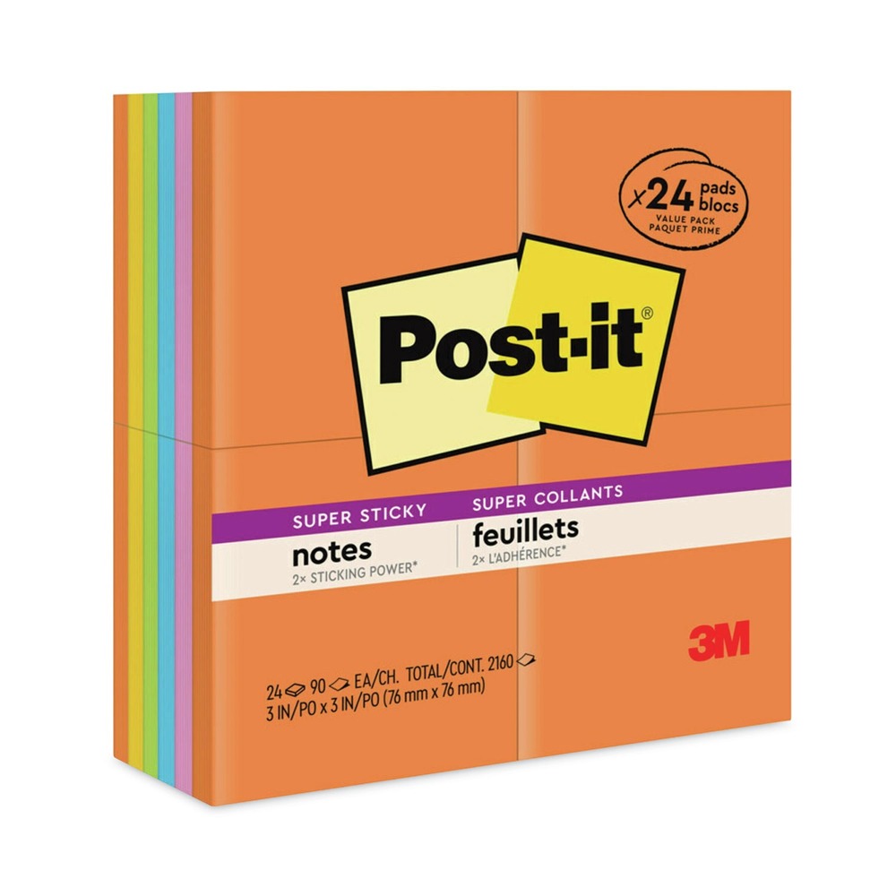 Post-it Notizen Super Sticky 65424SSAU Energie Boost Blöcke (90-Sht/Pd, 24-Pd/Pk) Neu - Bild 1 von 11