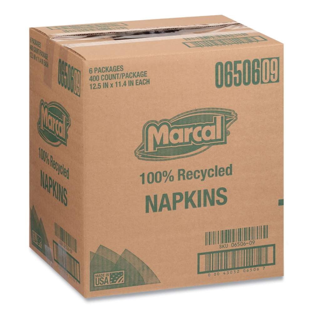 Marcal 6506 11.4" x 12.5" 100% Recycled Luncheon Napkins - White (6/CT) New