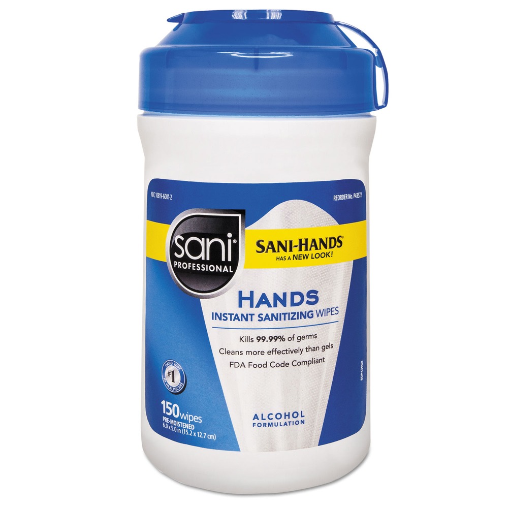 Sani Professional P43572EA 5″ x 6″ Hands Instant Sanitizing Wipes (150/CN) New