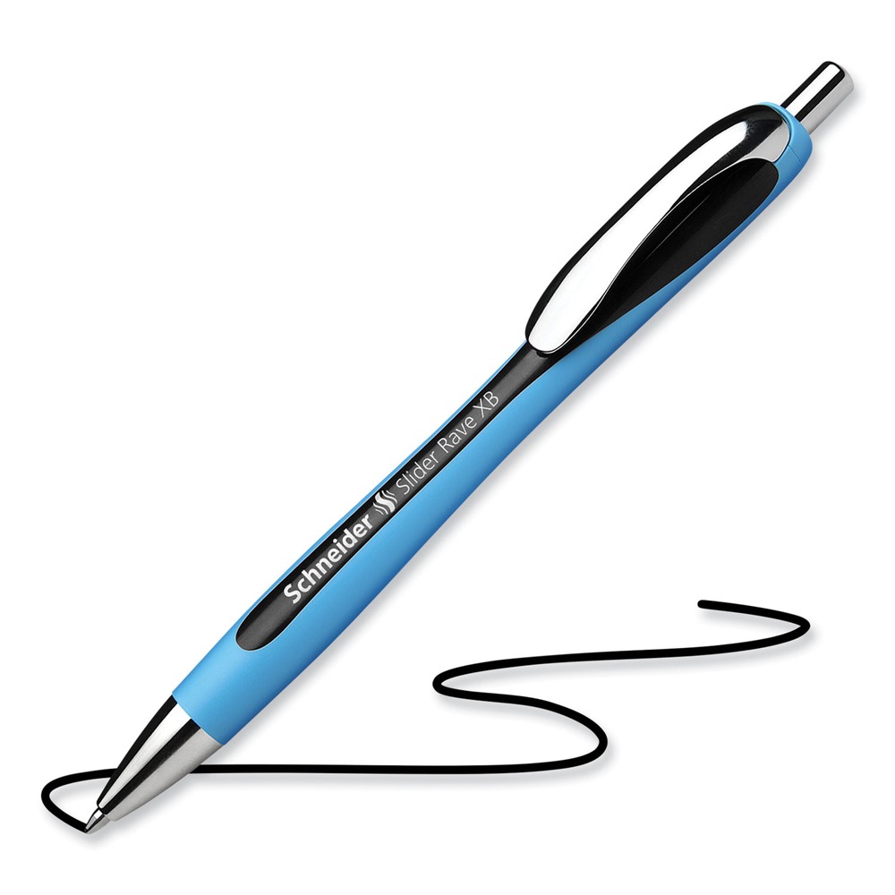 Schneider 132501 Extra-Bold 1.4 mm Ballpoint Pen - Blk Ink/Blk/Lgt Blue Brl New - Picture 2 of 3