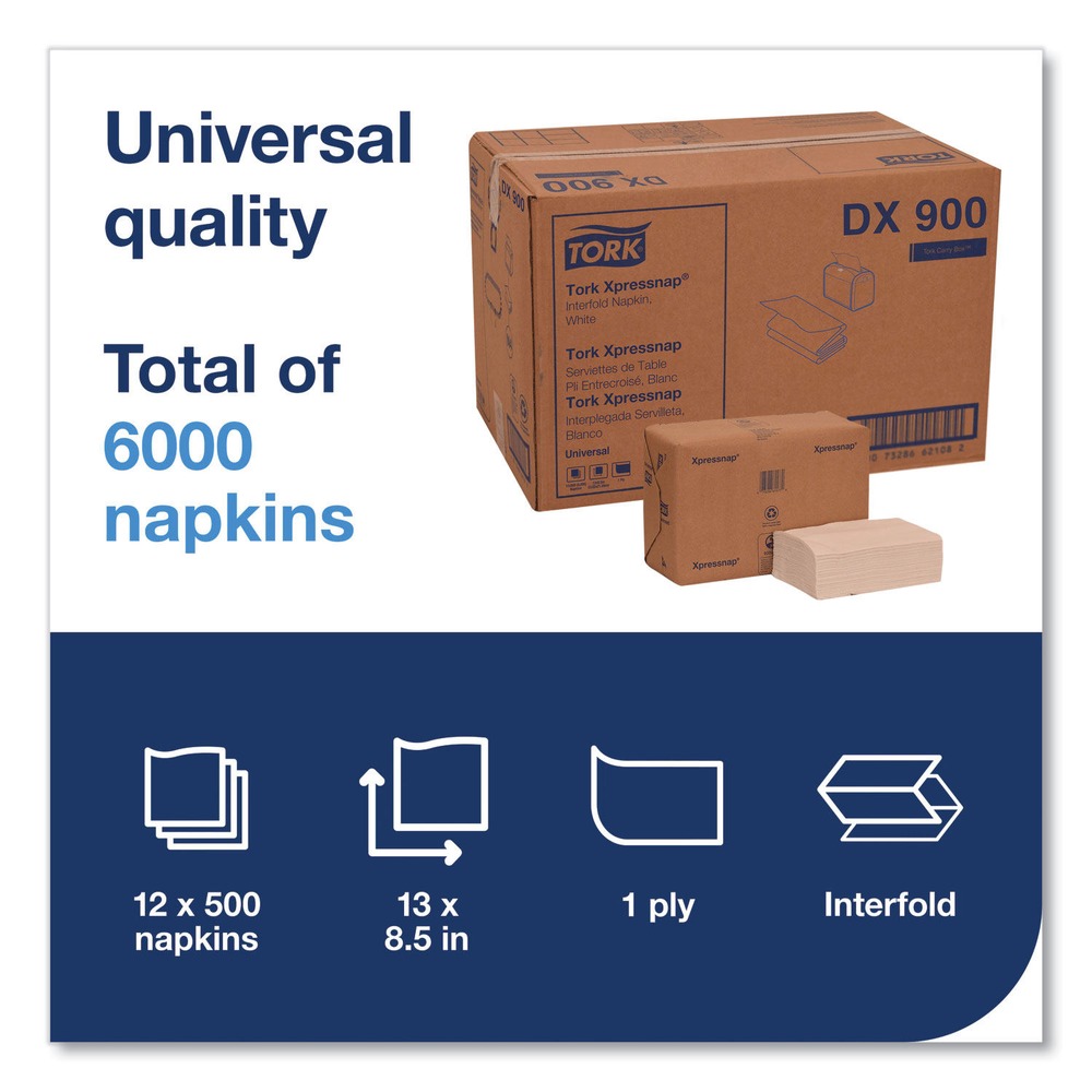 Tork DX900 Sac 1 pli - Paquet de serviettes Xpressnap 13" x 8,5" - Blanc (6000/carton) Neuf - Photo 10 sur 10