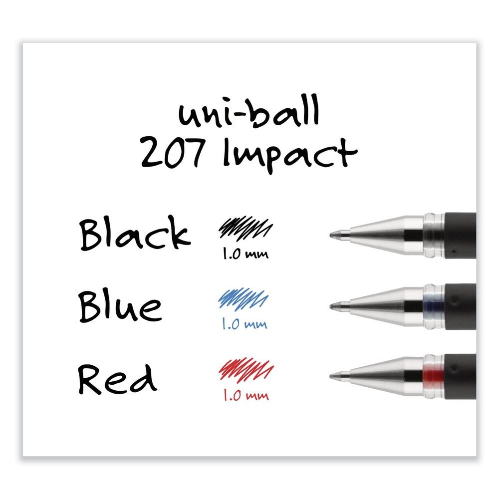 penna gel a impatto uni-ball 65800 207 - inchiostro nero/argento/botte nera/audace 1-DZ nuova - Foto 7 di 11