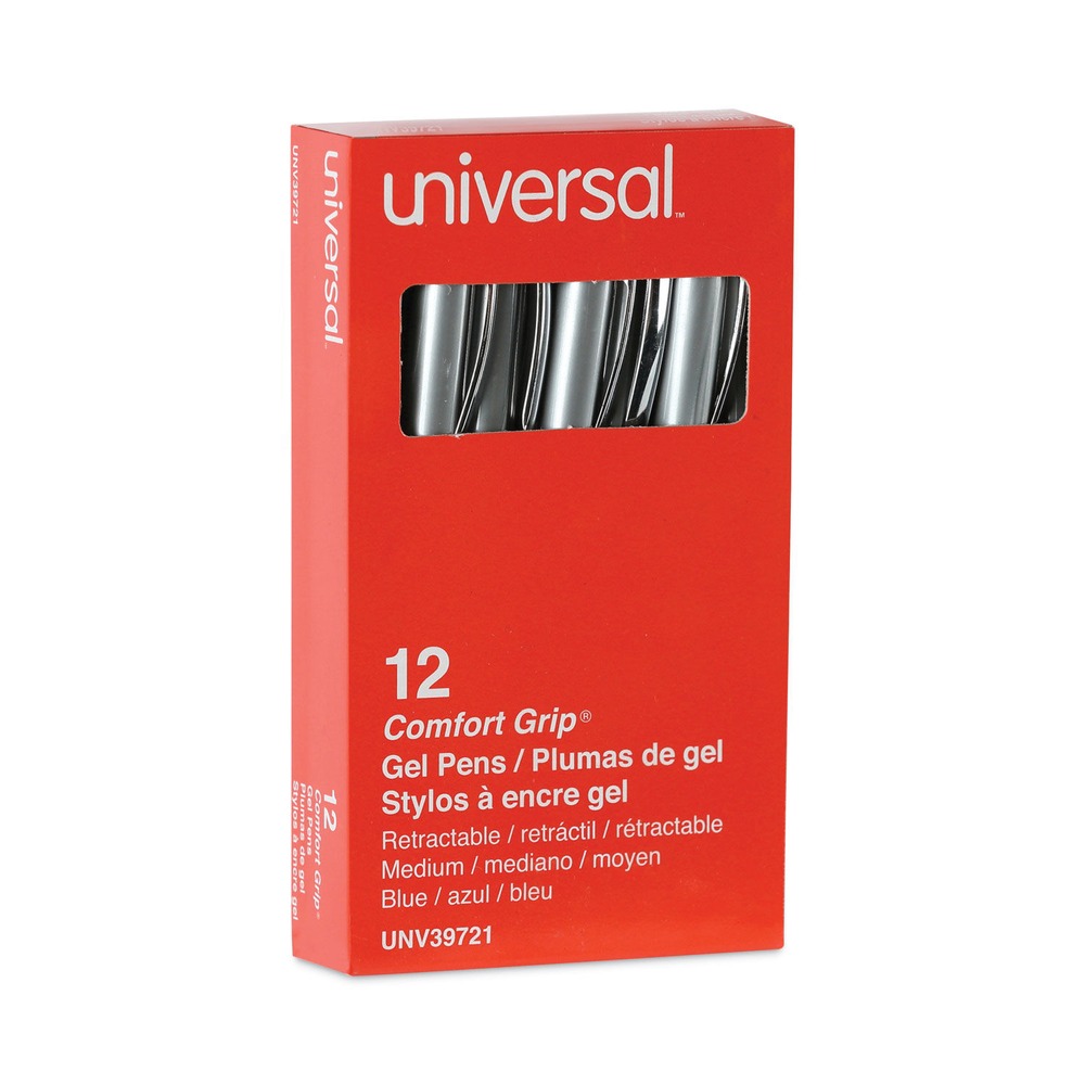 Universal 39721 Medium Comfort Grip Retractable Gel Pen - Blue Ink (1-DZ) New - Picture 2 of 8