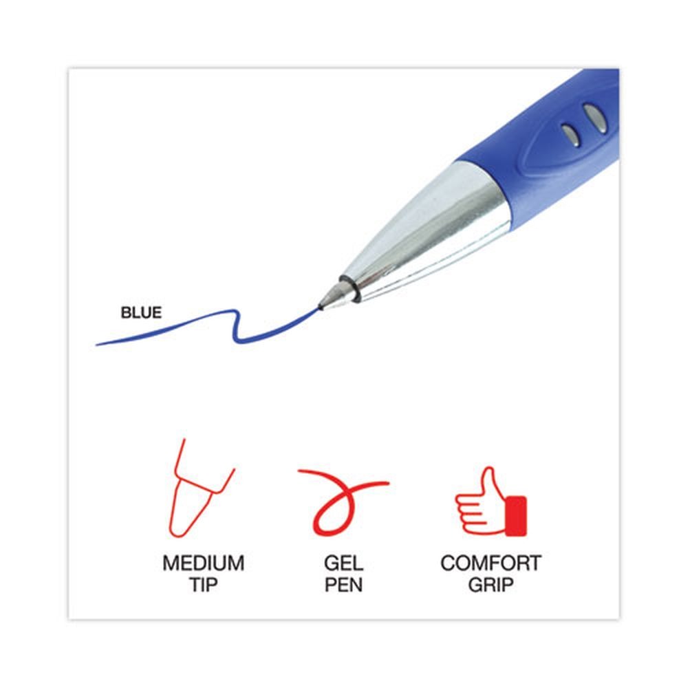 Universal 39721 Medium Comfort Grip Retractable Gel Pen - Blue Ink (1-DZ) New - Picture 7 of 8