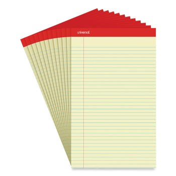 Universal Legal Ruled Writing Pads - 8.5x14", Canary Yellow, 50 Sheets Per Pad (Pack Of 12)