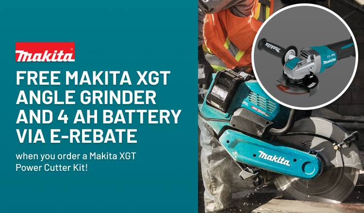 Free Makita XGT Angle Grinder and 4 Ah Battery via E-rebate