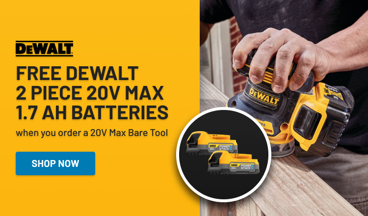 FREE DEWALT 2 Piece 20V Max 1.7 Ah Batteries