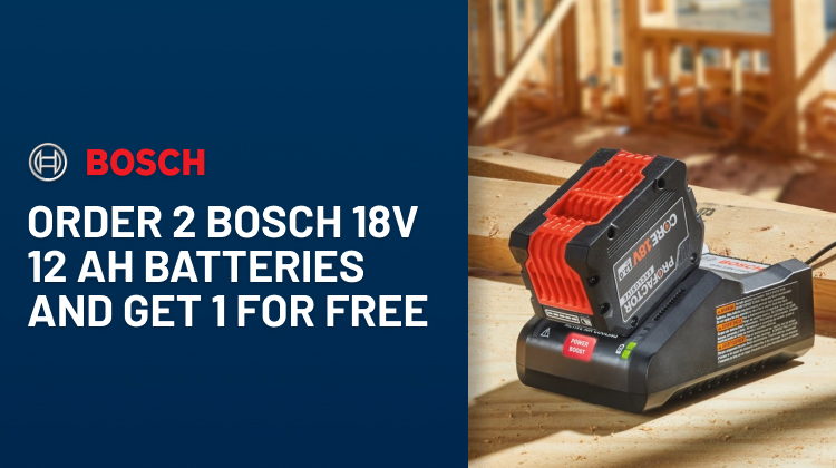 Order 2 Bosch 18V 12 Ah Batteries and get 1 for Free Order 2 Bosch 18V 12 Ah Batteries and get 1 for Free