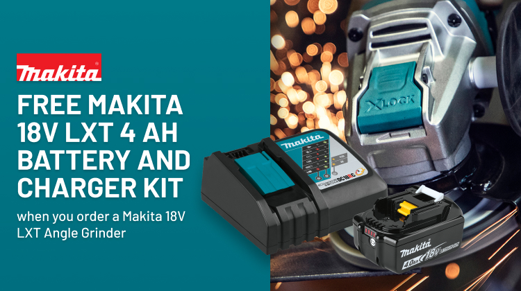 FREE Makita 18V LXT 4 Ah Battery and Charger Kit