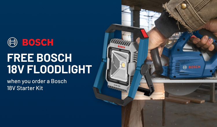 FREE Bosch 18V Floodlight when you order a Bosch 18V Starter Kit FREE Bosch 18V Floodlight when you order a Bosch 18V Starter Kit