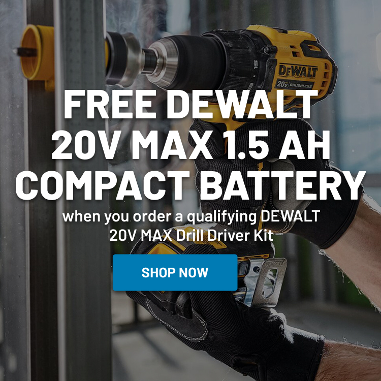 FREE DEWALT 20V MAX 1.5 Ah Compact Battery FREE DEWALT 20V MAX 1.5 Ah Compact Battery