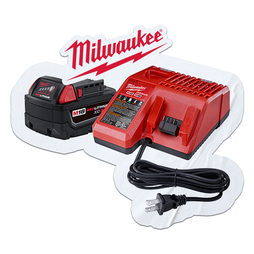 FREE Milwaukee M18 XC 5 Ah Charger Kit when you purchase 2 qualifying Milwaukee M18 Bare Tool