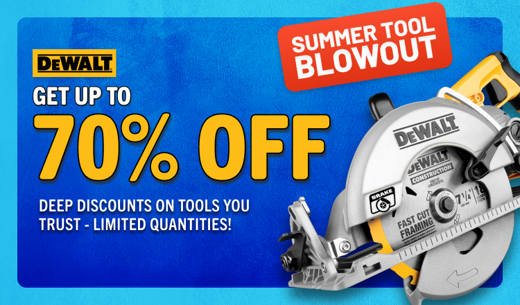Get Up To 60% Off DeWalt Tools