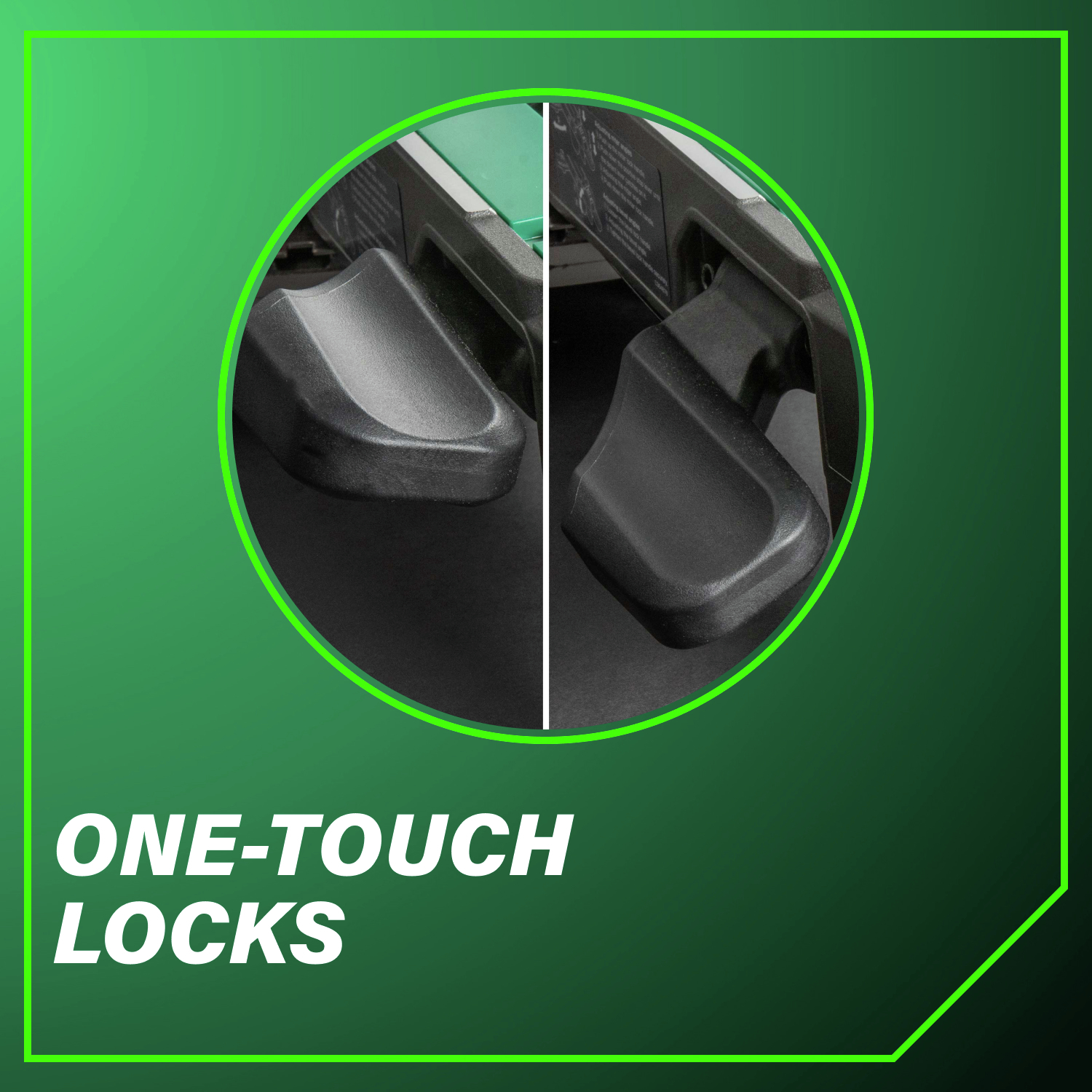 One-touch locks make setting angles fast and simple.