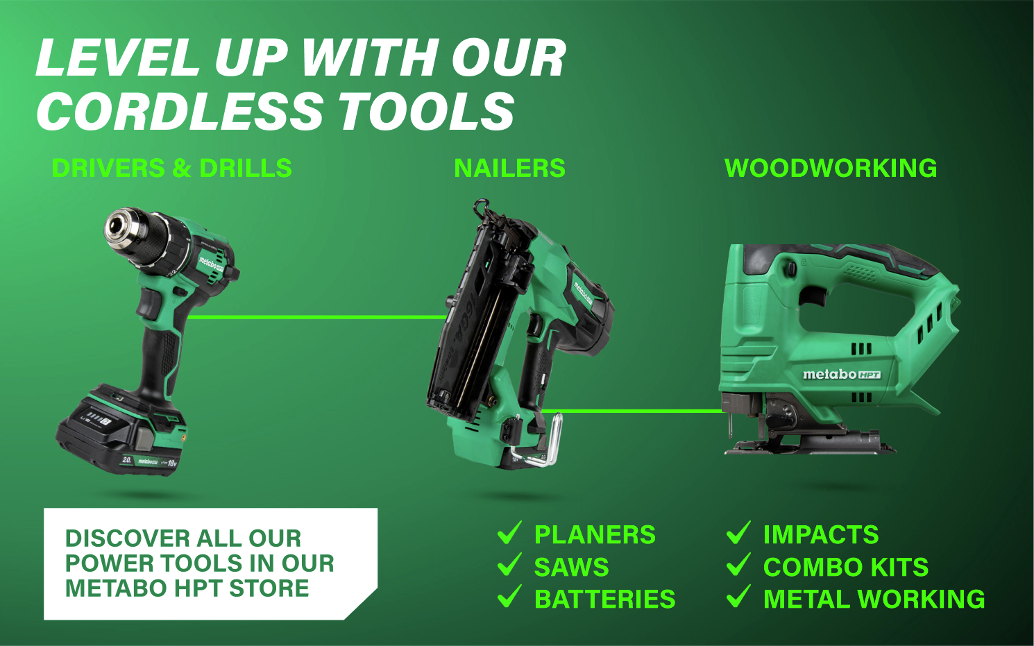 Level up with our cordless tools See our full cordless power tool collection.