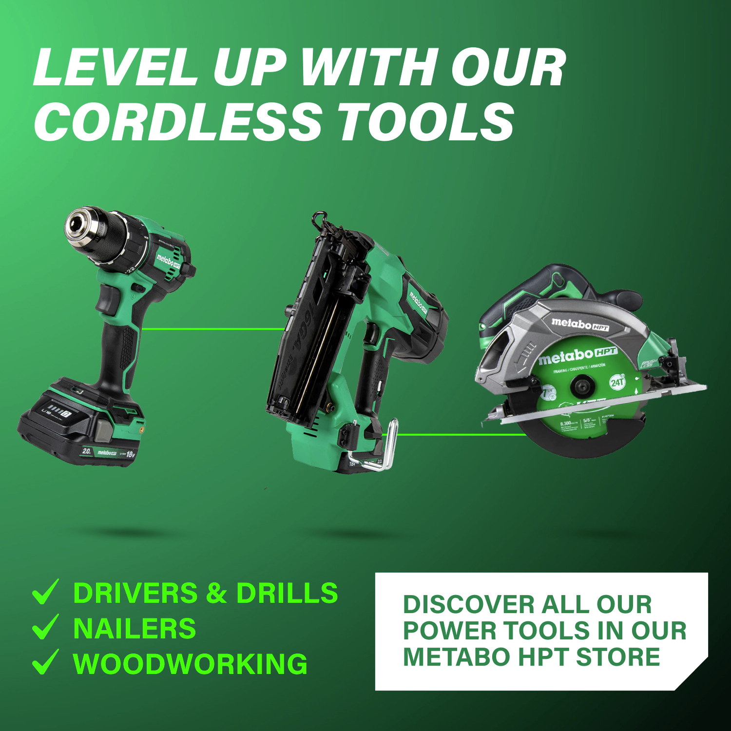 Explore a full range of tools and accessories in our Metabo HPT store to complete your setup.