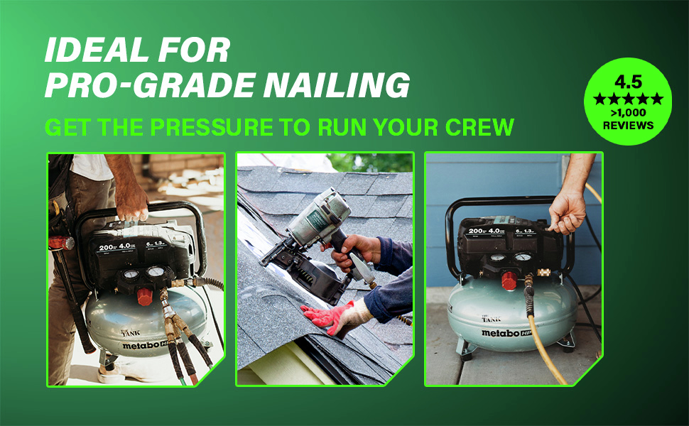 Ideal for pro-grade nailing Built to handle demanding nailing jobs with power to run your crew.