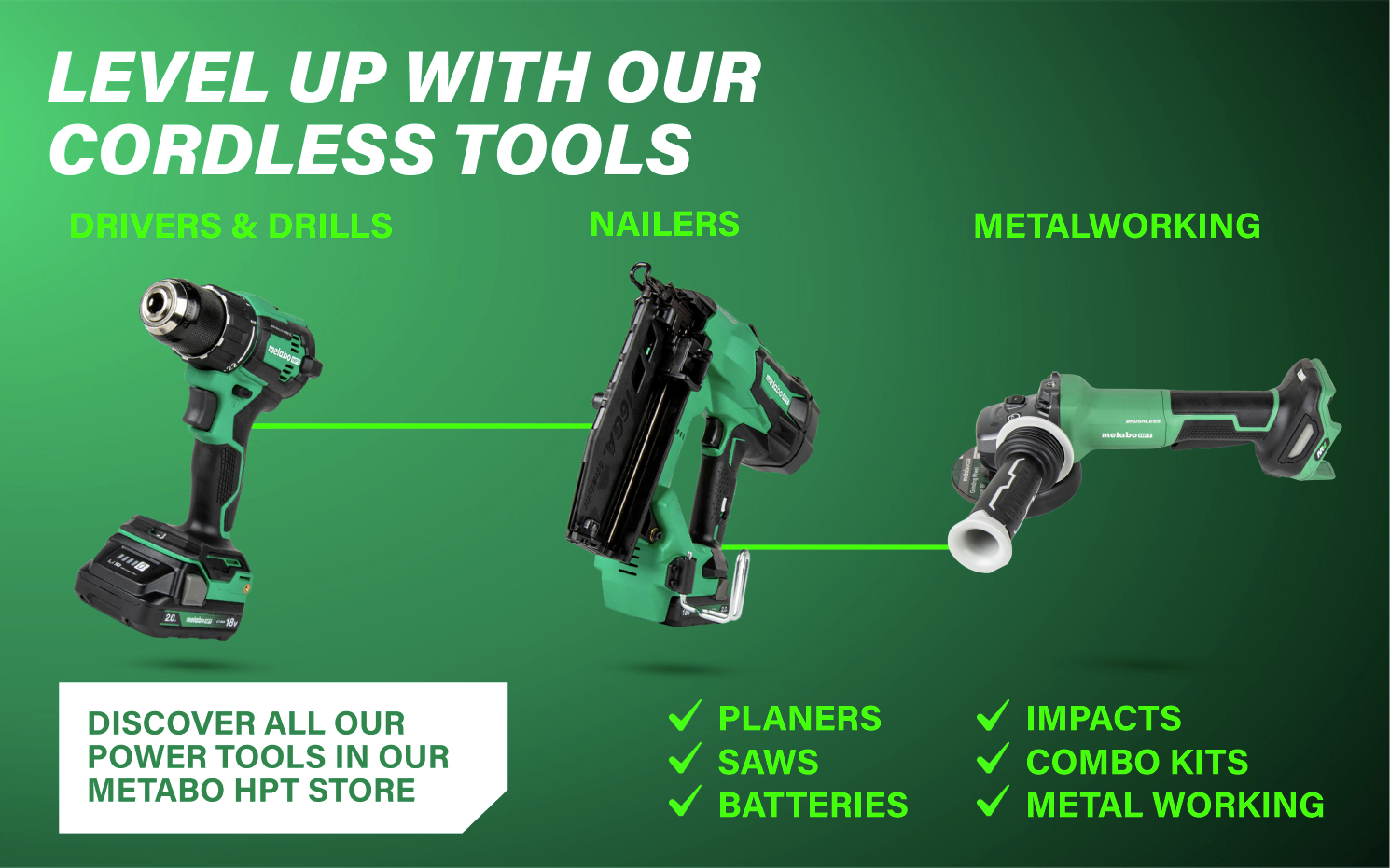 Level up with our cordless tools